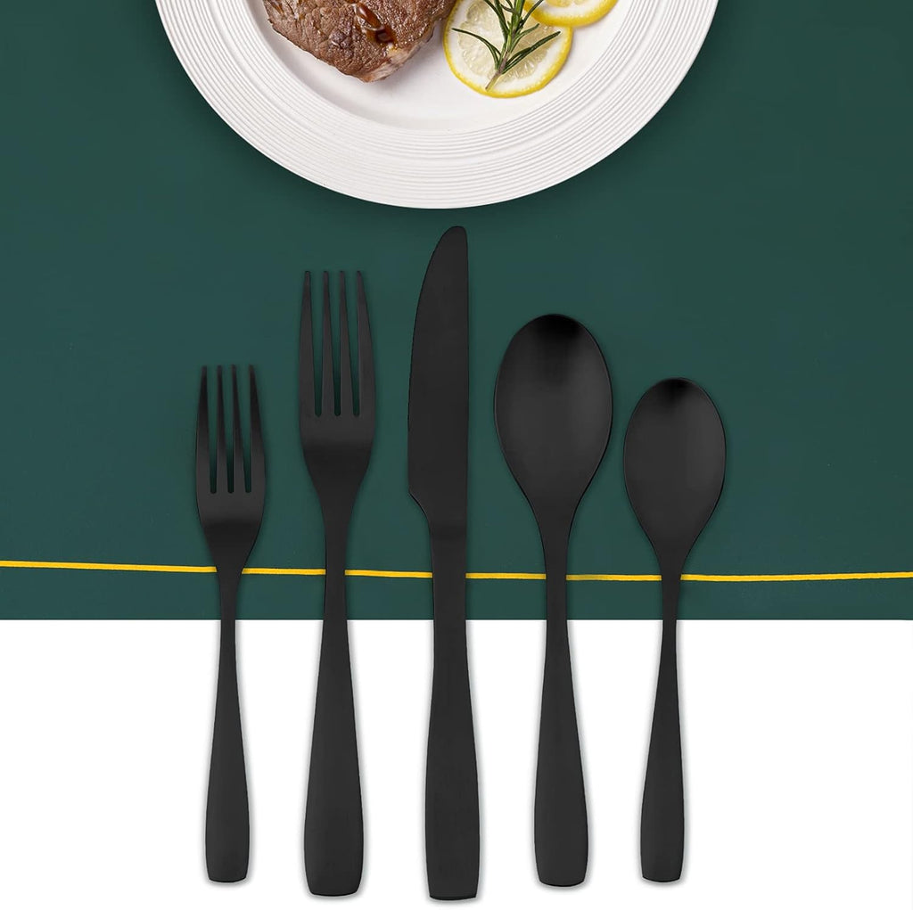 40-Piece Silverware Set, Matte Black Silverware Set for 8, Stainless Steel Flatware