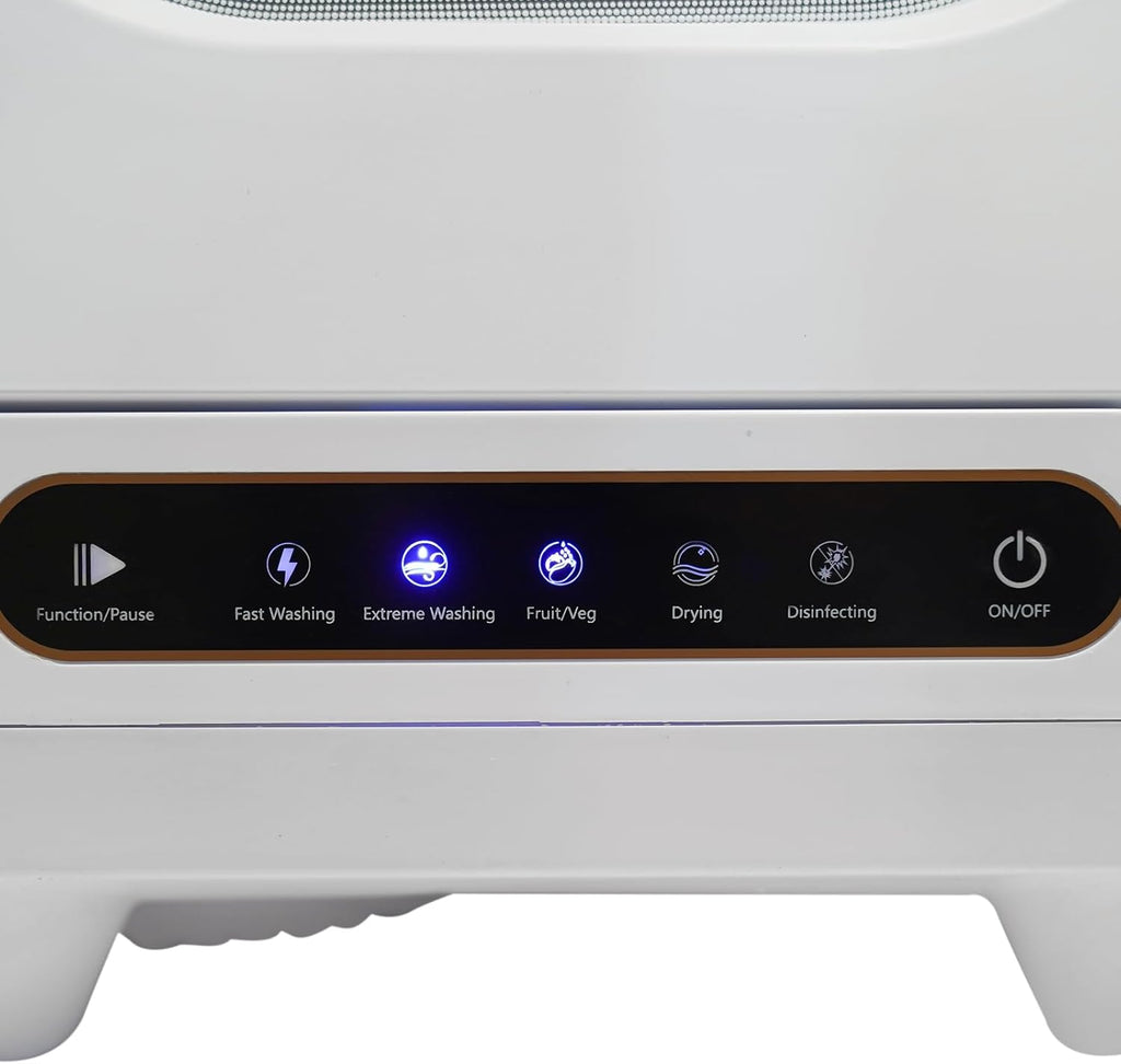 Countertop Dishwasher, 5 Washing Programs Portable Dishwasher, 360°Rotation Flushing Wash Fruit Machine