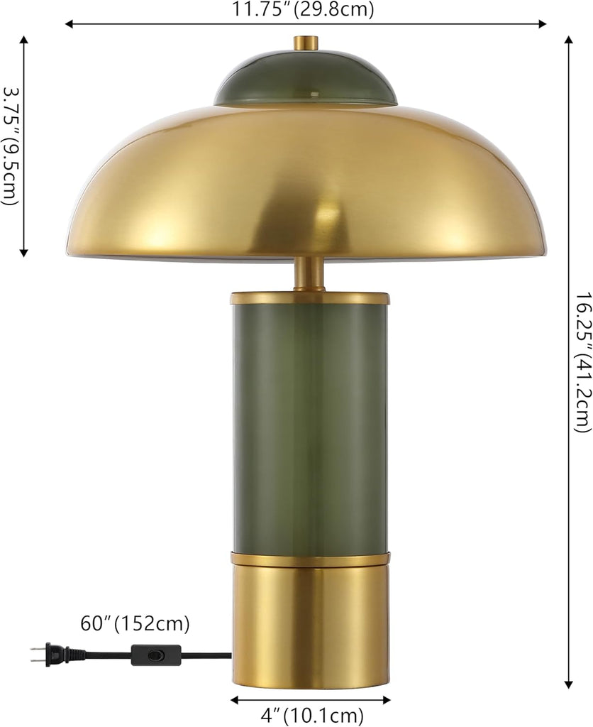 Drea 16-inch Green/Brass Glass/Metal Table Lamp (LED Bulb Included)
