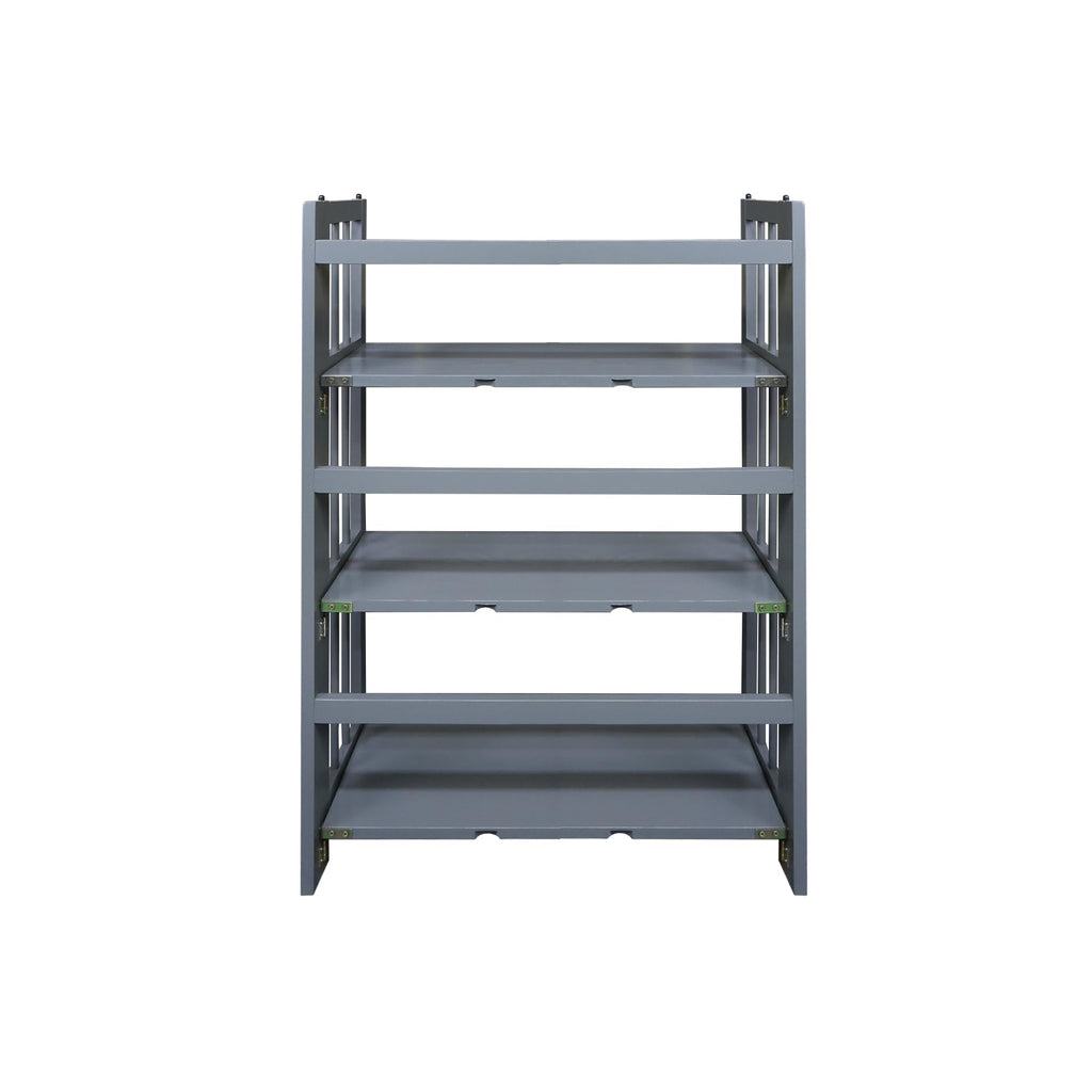 3-Shelf Folding Stackable Bookcase (27.5" Wide)-Slate Gray