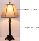 Farmhouse Table Lamp Antique Resin Base Traditional Rustic Mid-Century Desk Lamp 25.5 Inch Tall Office Bedroom
