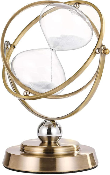 Brass Hourglass 60 Minute Sand Clock Timer:720° Rotating Antique White Sand Watch 60 Min,Antiguo Reloj De Arena 1
