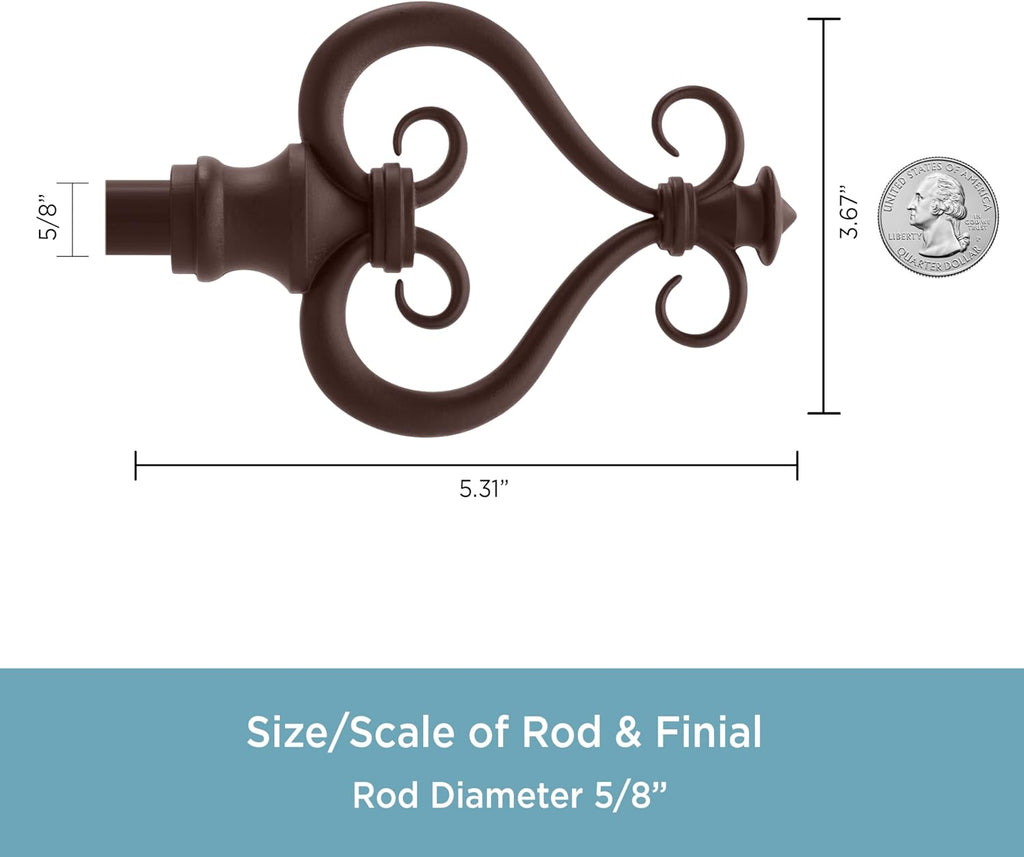 Serena Window Curtain Rod, Chocolate Brown