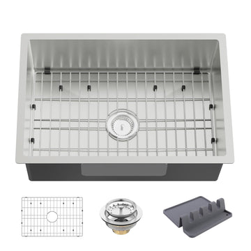 27x18 Inch Undermount Kitchen Sink, Stainless Steel, Single Bowl
