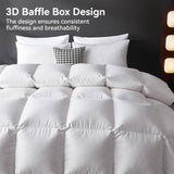 Organic 75% Down Fiber Comforter King,850+FP,1200TC,Extra Fluffy,Hotel Style,Luxury Ultra Soft All S
