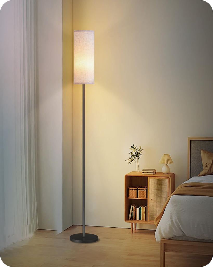 Dimmable Floor Lamp with Remote and Foot Switch, Corner Floor Lamp, 64.4" Standing Tall Lamp, 10W 900LM LED Bulb