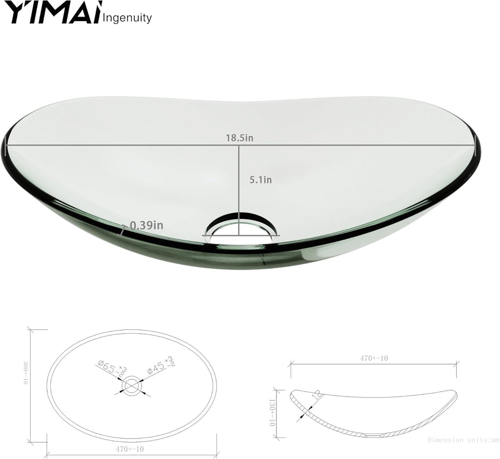 Glass Vessel Sink, Above Counter Oval Bathroom Vanity Sink