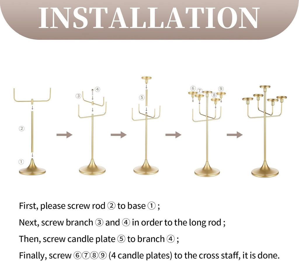 Candelabratick Holders for Taper Pillars - 27 inch Metal Candle Holder
