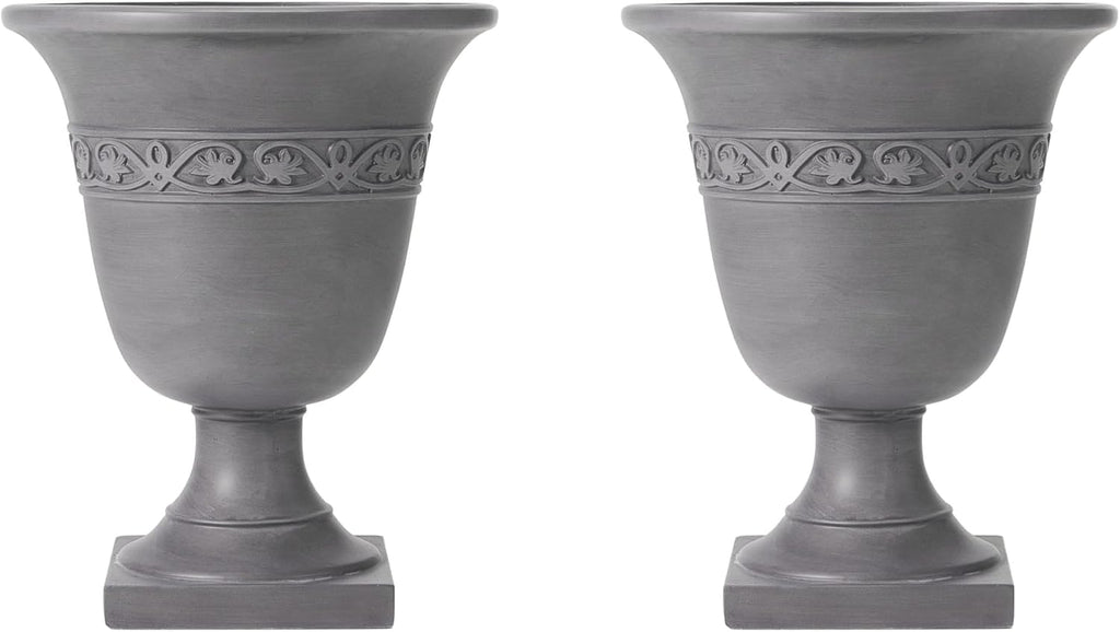 Sical Round Concrete Planter Set of 2, 2 Pack Garden Flower Pot with Drainage Hole, MGO Patio Urn Planter for Outdoor