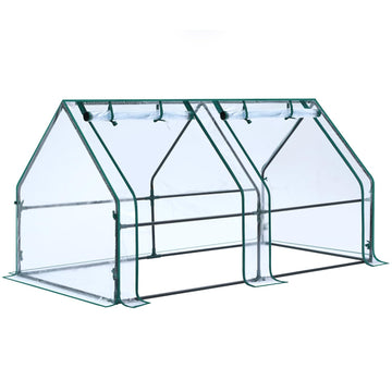 Portable Mini Greenhouse, 71"x36"x36" Greenhouses for Outdoors with Dual Large Zipper Doors & Ground Stakes