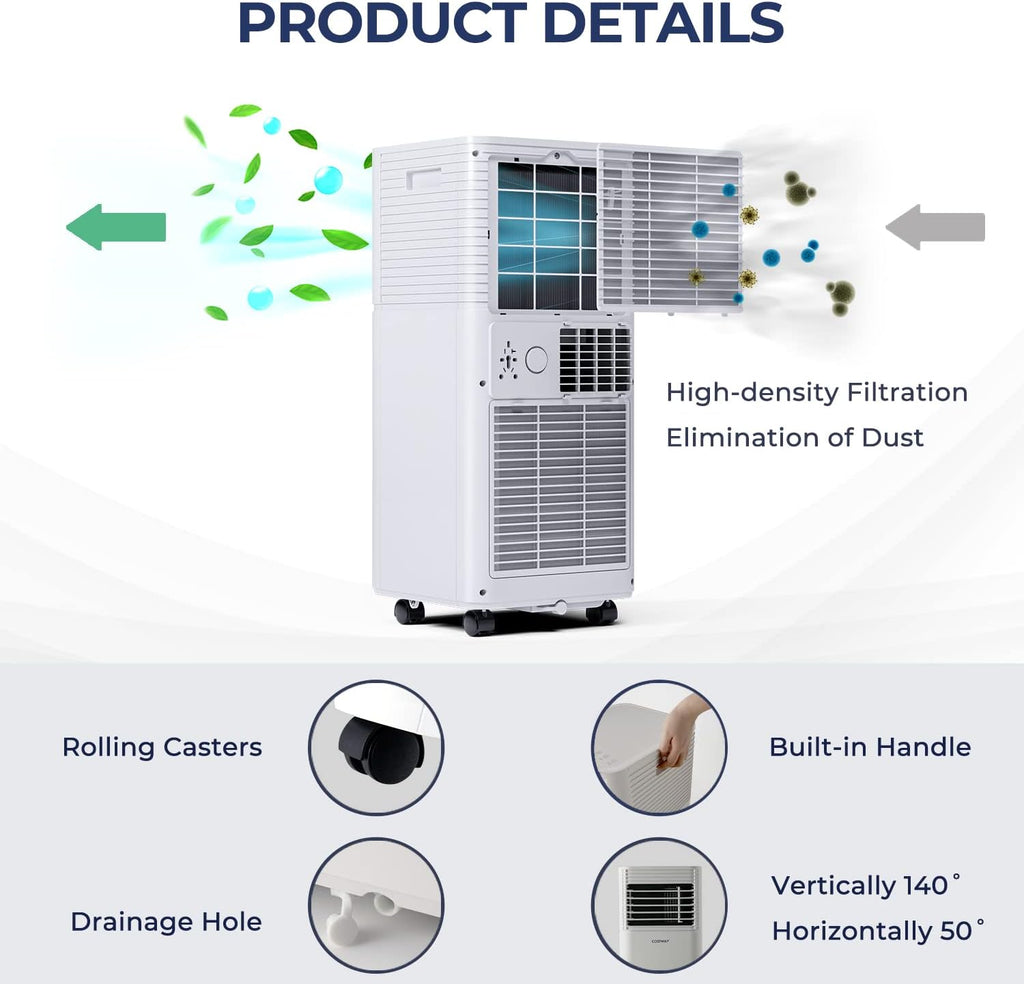 Portable Air Conditioner, 10000BTU AC Cooling for Room Spaces up to 350sq.ft, with Remote Control