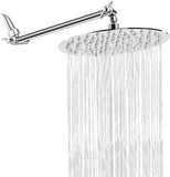 Rain Shower Head with 11'' Adjustable Arm, High Pressure Stainless Steel Rainfall Shower, Ultra-Thin Design
