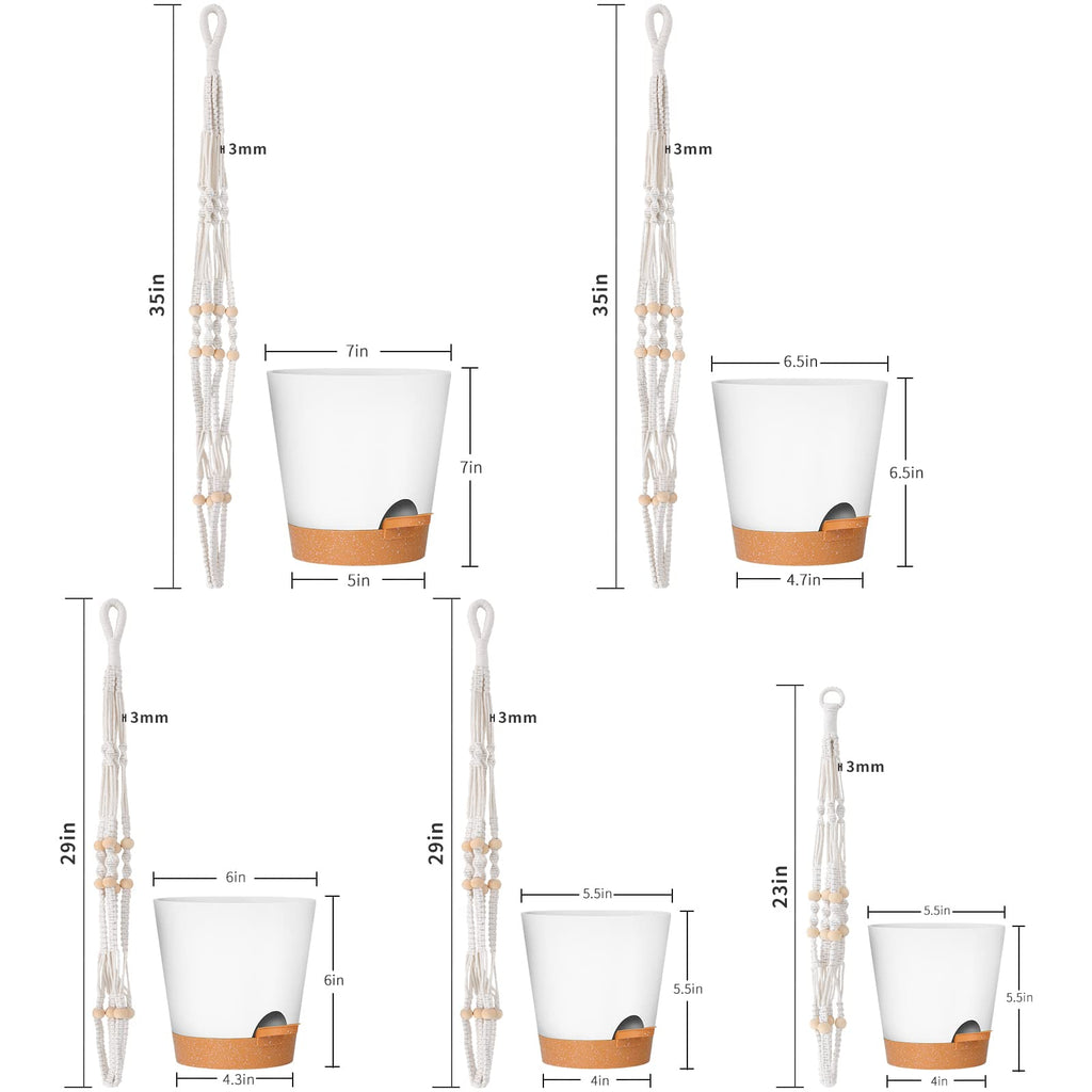 Hanging Planters for Indoor Plants, 5Pcs Hanging Basket for Indoor Boho Home Decor, Macrame Plant Hanger, 35