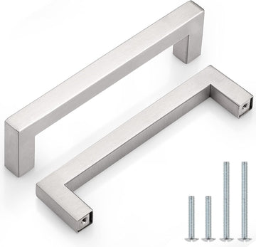 30 Pack 5 Inch Kitchen Cabinet Handles Stainless Steel Drawer Dresser Pulls Cupboard Square Bar Pulls Brushed Nickel