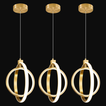 Modern LED Chandelier Gold Ring Pendant Light Fixtures 4000K Dimmable Height Adjustable Pendant Lighting for Dining