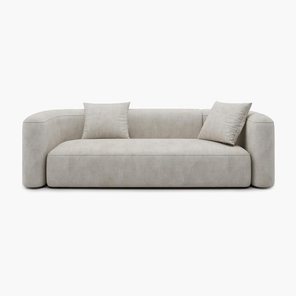 Luxury Modern Tight Curved Back Velvet Sofa, Minimalist Style Comfy Couch for Living Room Apartment, 3 Seater
