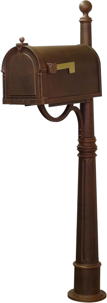 Berkshire Curbside Mailbox with Aluminum Post - Copper Mailbox with Ashland Post