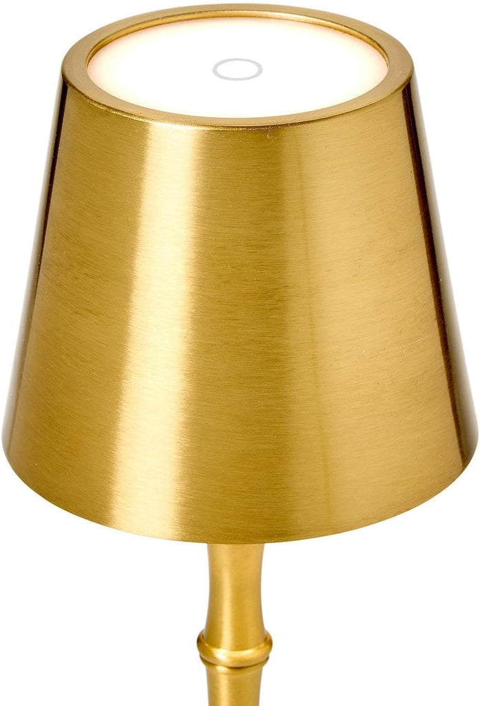 LED Cordless Gold Bamboo Table Lamp in Gift Box, 14.5-Inch, Iron