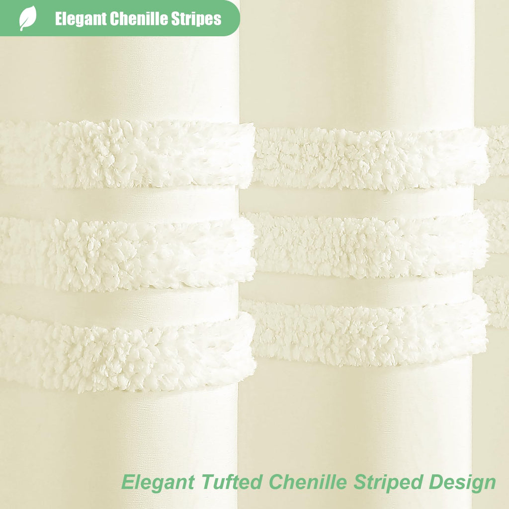 Stall Shower Curtain Chenille Striped Fabric 60"x72" Cream