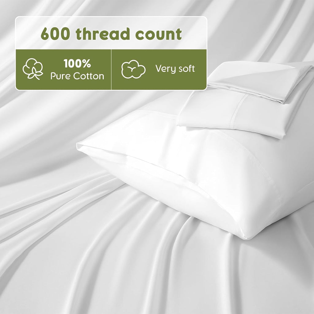 100% Egyptian Cotton Sheets Queen,600 Thread Count