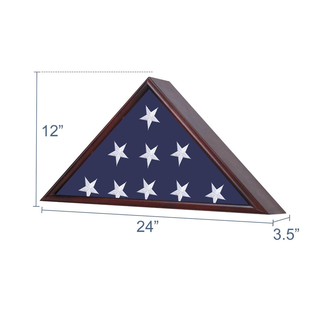 Large Flag Display Case for 5x9.5' Burial Flags, Solid Wood, Black