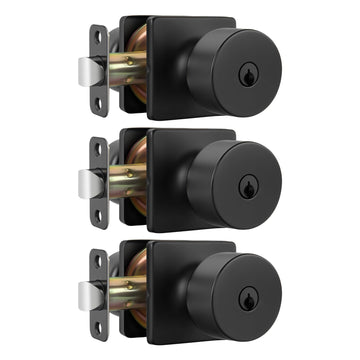 Matte Black Keyed-Alike Exterior Door Knobs, Front Door Knob with Lock and Key, Black Door Knobs Entry Door Knob 3