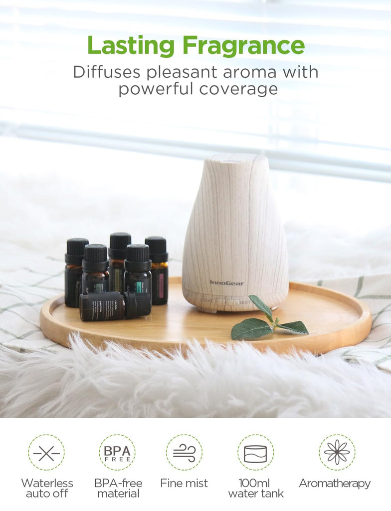 100ml Essential Oil Diffuser with 6 Oils Gift Set, Grey