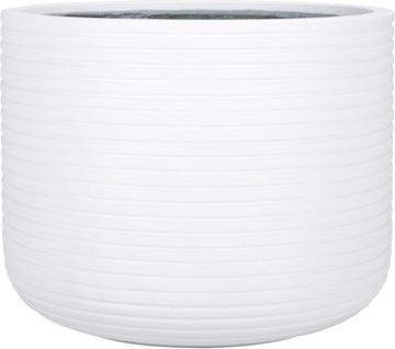 Outdoor - Nardo White Cement Ficonstone Planter Pot with Drainage Hole, Frost Resistant Garden Planter , Deck