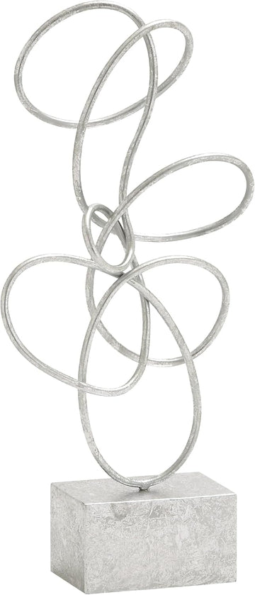 79 Metal Abstract Decorative Sculpture Swirl Home Decor Statue, Accent Figurine 10" x 4" x 22", Silver