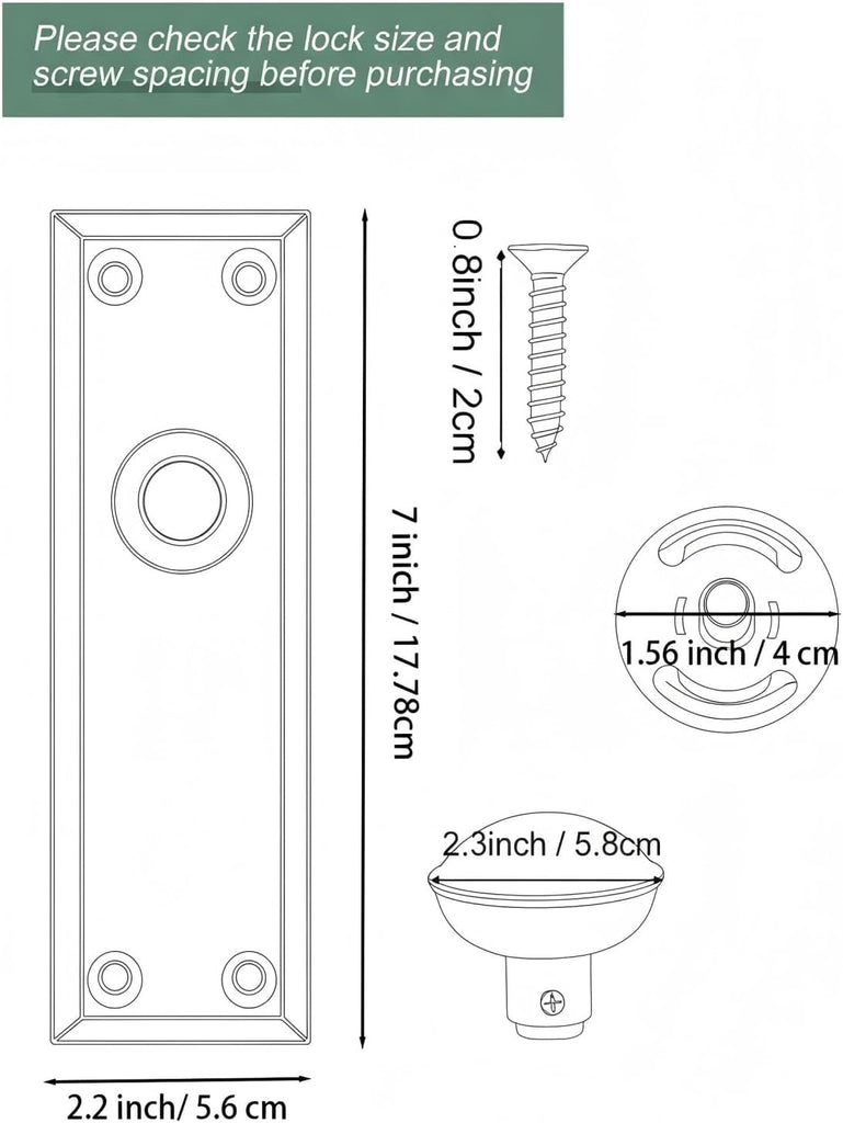 Dummy Door Knob Interior,One Side Handle with Long Plate, Vintage Plate Cover for Closet and Pantry, Matte Black
