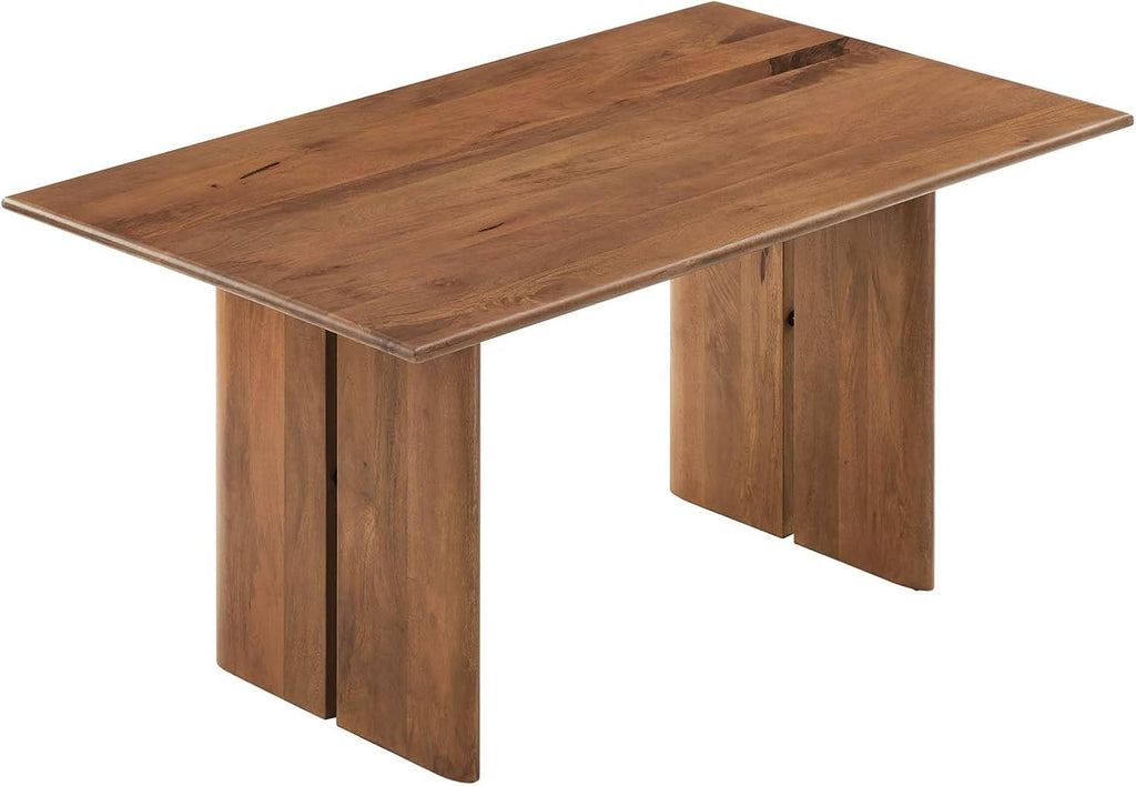 Amistad 60" Solid Wood Modern Farmhouse Rectangular Dining Table in Walnut