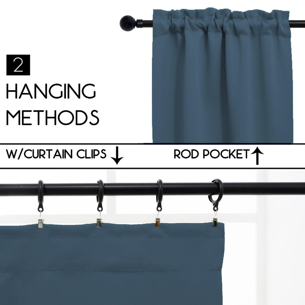 Cafe Kitchen Curtains 36 Inches Long 2 Panels, Blackout Tier Curtains with Rod Pocket, Short Black Out Curtain for