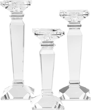 Crystal Candlestick Holders Hand Cut Crystal Taper/Pillar Candle Holders, Table Centerpieces for Party Wedding