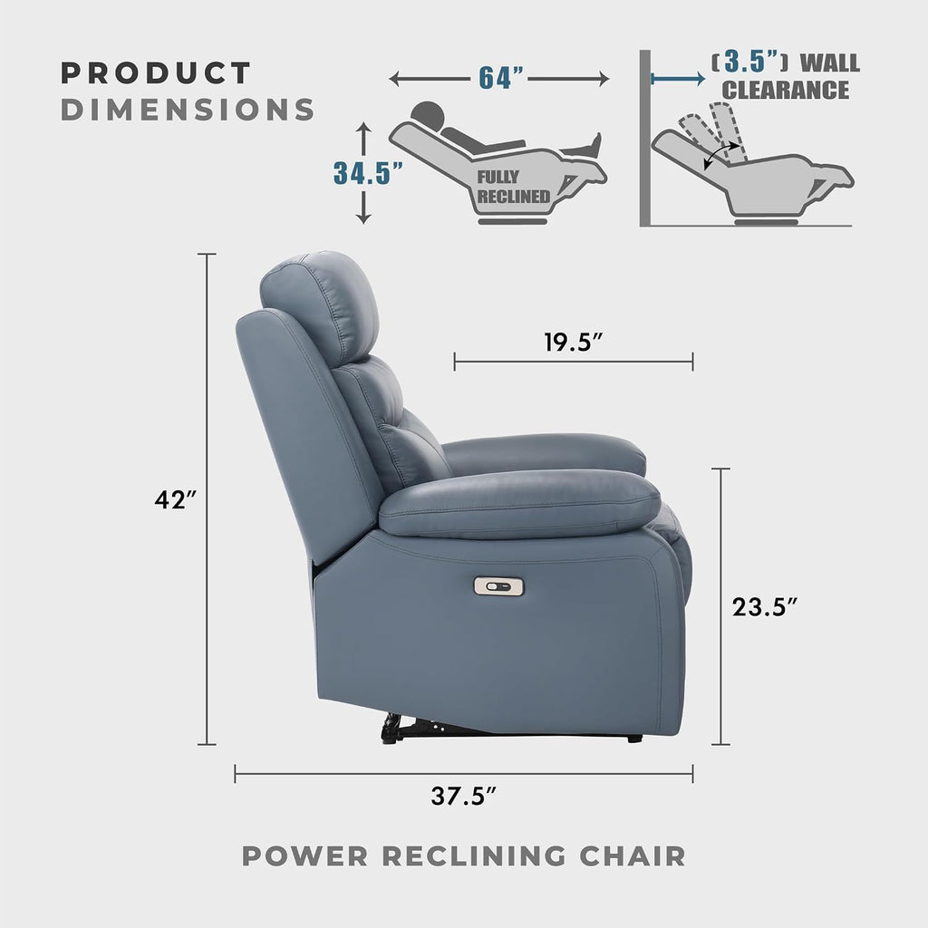 Recliner Chair Living Room Leather Match Reclining Sofa Chair, Home Theater Seating, Wall Hugger Recliner, Power