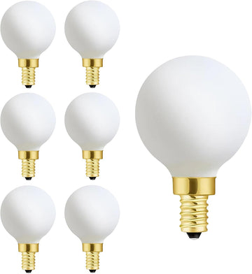 Frosted G16.5 globe light bulb,e12 Round Candelabra Bulb 60 watt,6W Chandelier Light Bulbs,Milky White Candelabra LED (6Pack)