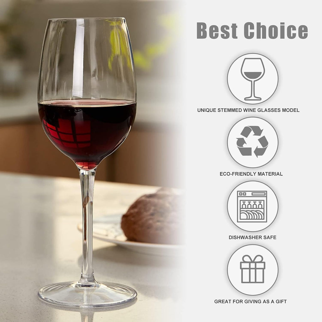 Floating Wine Glasses for Pool Unbreakable Tritan Plastic Red Wine Glasses with Stem Poolside Floating Cups 12.5 OZ