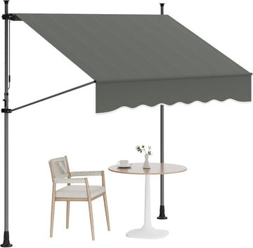 118'' Manual Retractable Awning , Angle & Height Adjustable Sunsetter Retractable Awning, Exterior Outdoor Sunshade