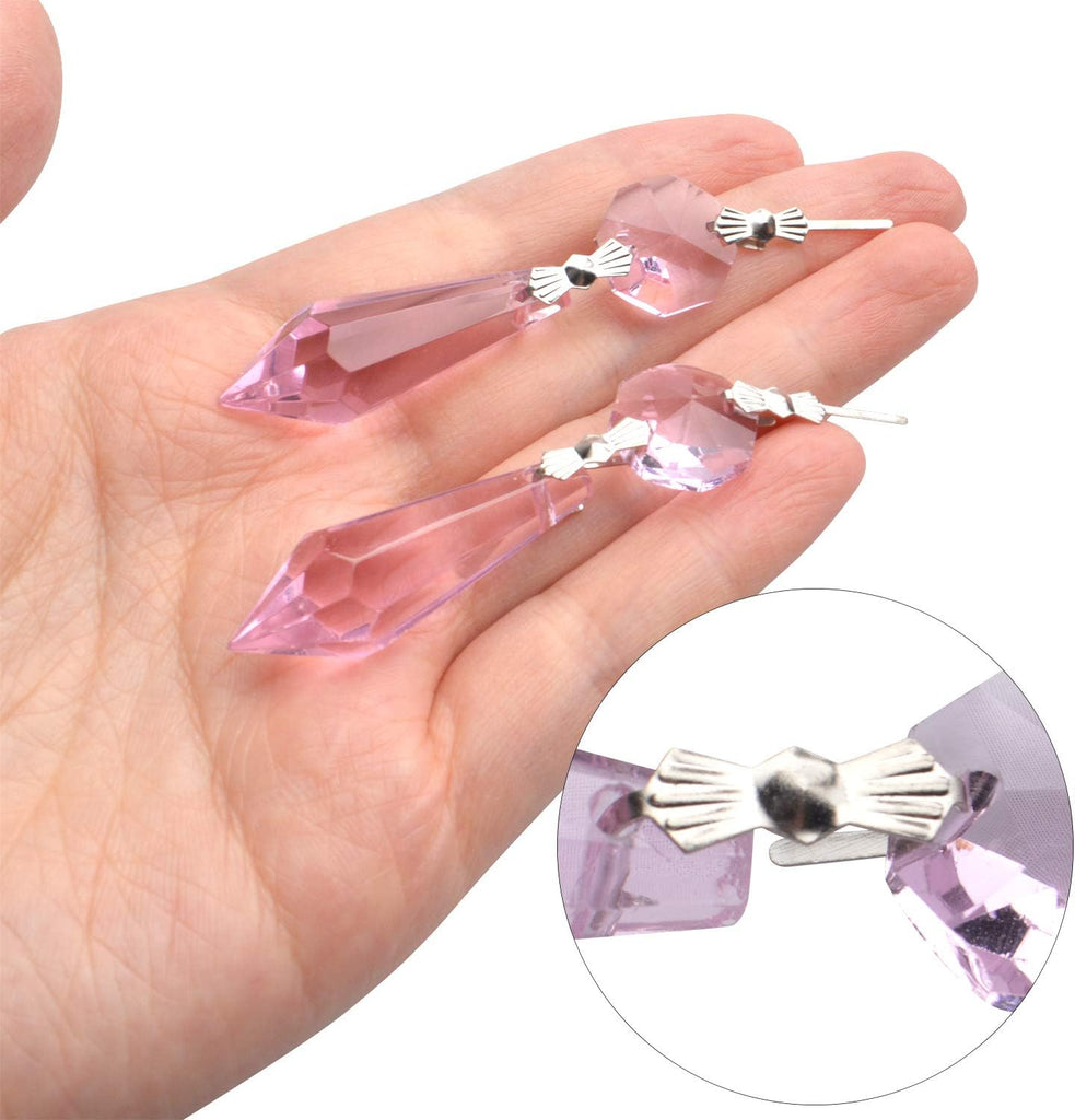 20 Pieces Chandelier Icicle Crystal U-Drop Prisms Lamp Parts Glass Pendants Beads for Wedding