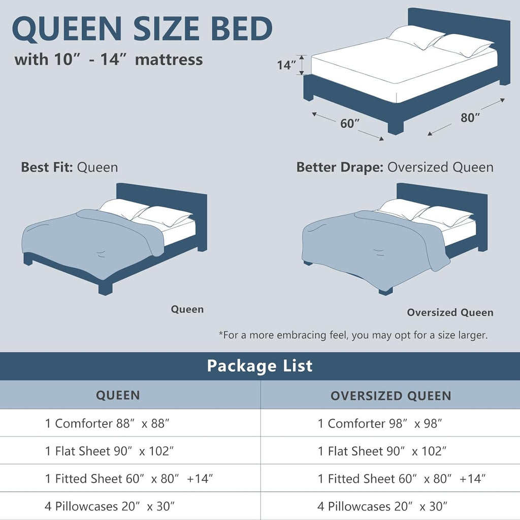 Comforter Set Black, 7 Pieces Bed in a Bag, Black Comforter