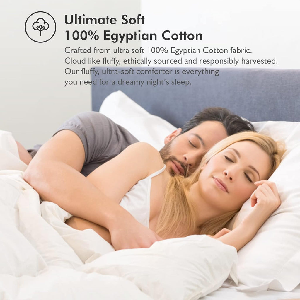 Luxurious King/California King Goose Down Comforter, Unique White Solid, 600 Thread Count, 100% Egyp