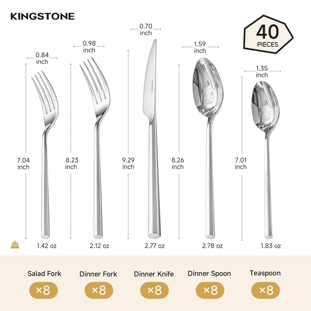 40-Piece Silverware Set, 18/10 Stainless Steel