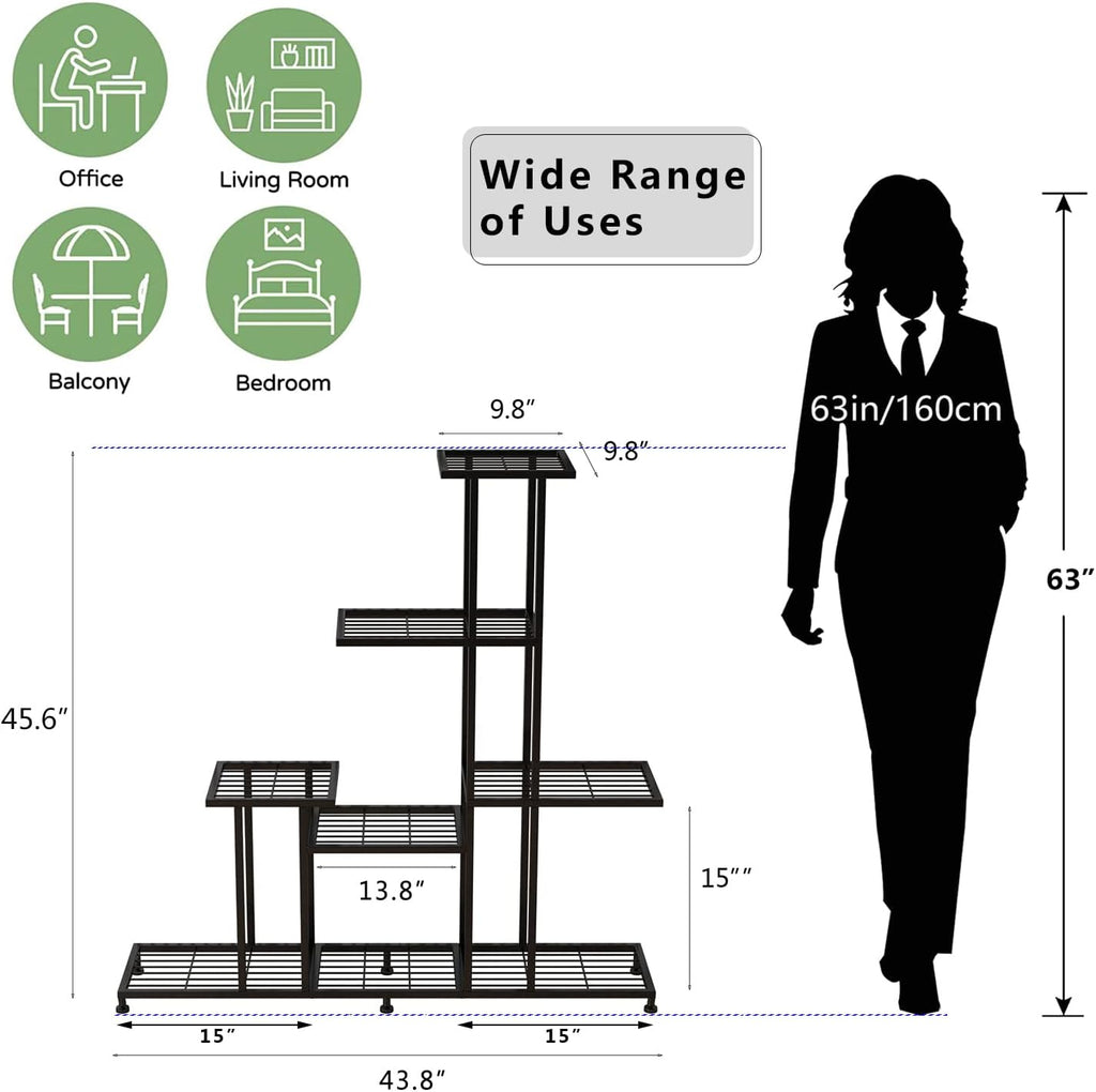 Heavy Duty Metal Plant Stand, 5 Tiers Multifunctional Plant Stand for Indoor Outdoor, for Tall Large Rack Garden