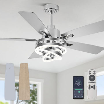 52" Ceiling Fan with Light Chandelier Fan Modern DC Motor Dimmable Led Fandelier Ceiling Fan with Light