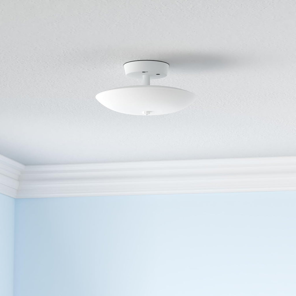 Round Close to Ceiling Fixture, White -12 Inches
