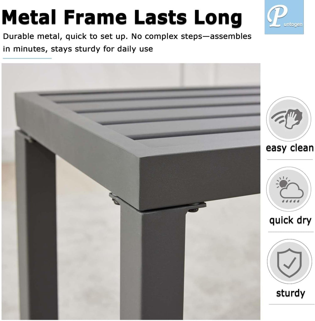 Outdoor Metal Backless Bench, 46" Patio Garden Bench for Outdoor, All Wheather Outdoor Bench for Garden, Backyard