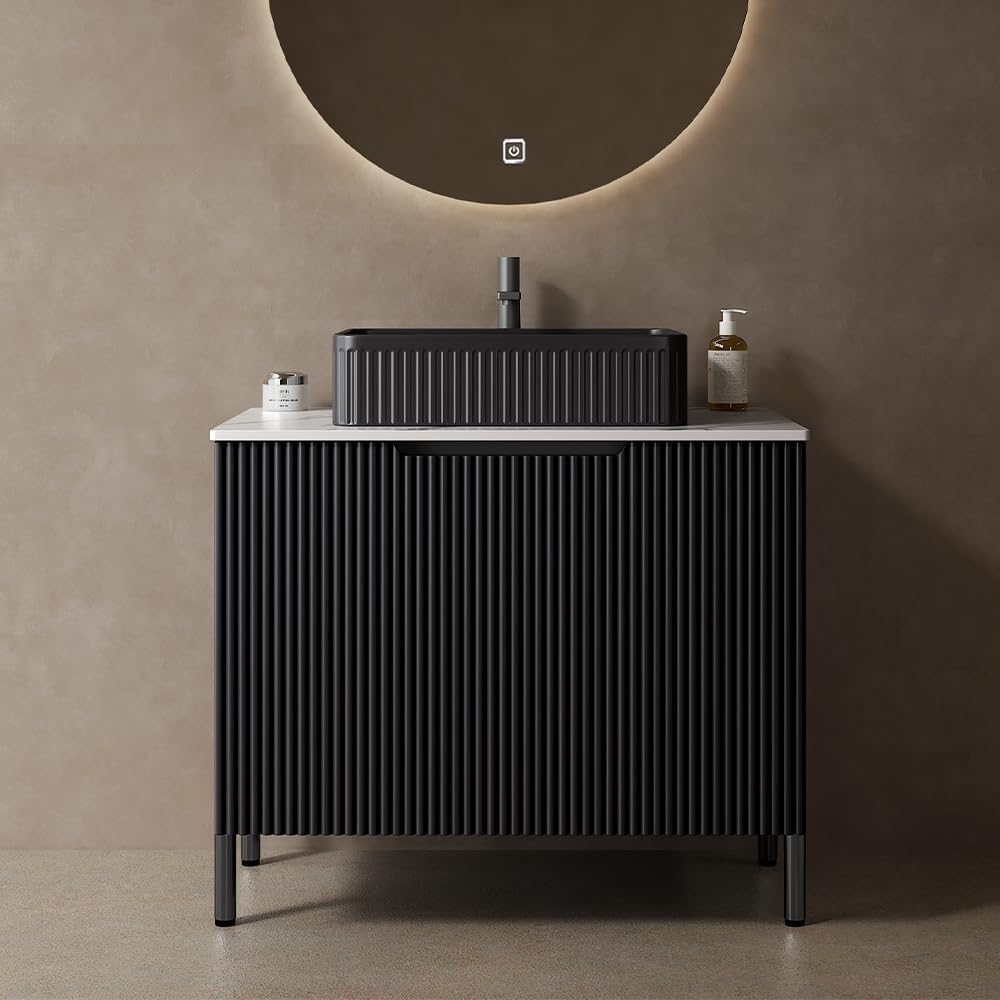 30" Modern Bathroom Vanity with Sink - Freestanding Cabinet with 2 Soft-Close Doors