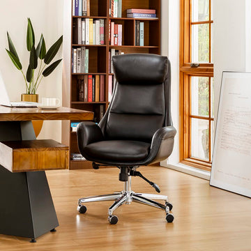 Mid-Century Modern Air Leatherette Adjustable Task Chair Swivel High Back Office Chair Computer Desk Chair with