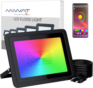 1PCS 110V 100W RGB LED Flood Lights,Outdoor Color Changing Floodlight with App, IP68 Waterproof 16 Colors 4 Modes