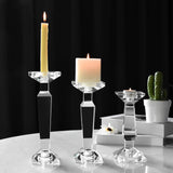 Crystal Candelabra Set, Dual-Sided Candle Holder Reversible for Taper, Tealight & Pillar Candles 3-in-1 Versatile