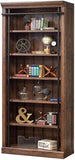Avondale 120" W Contemporary Wood Bookcase Wall with Ladder Storage Organizer Display, 5 Adjustable Shelves